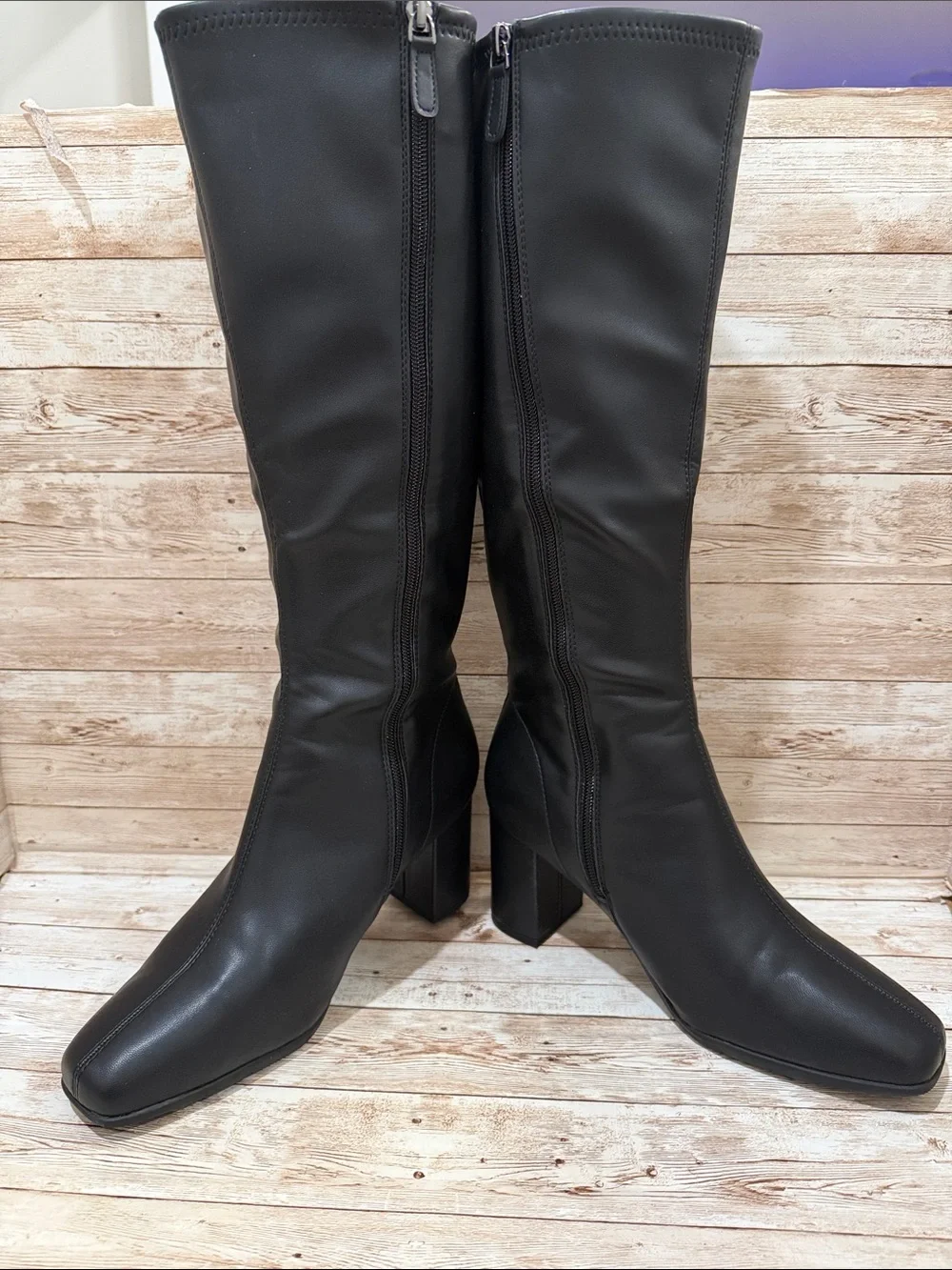 AEROSOLES Black Over-the-Knee Block Heel Boots 9WW NEW